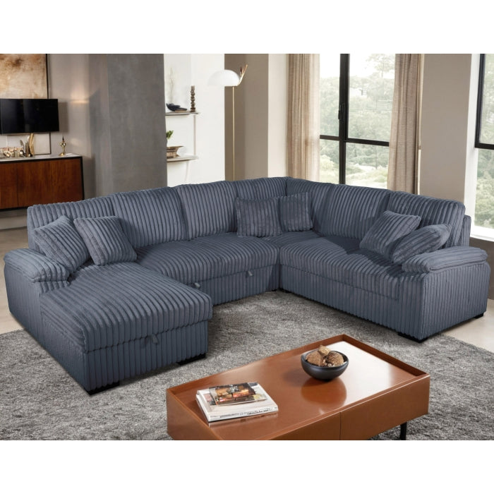 Brand New Sectional with Storage Chaise and Pull-out Bed (5 Colors)