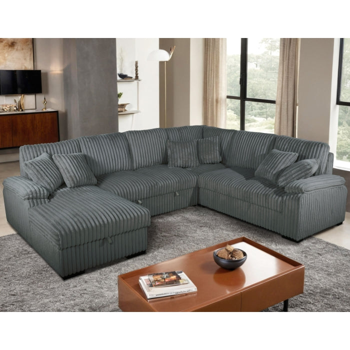 Brand New Sectional with Storage Chaise and Pull-out Bed (5 Colors)