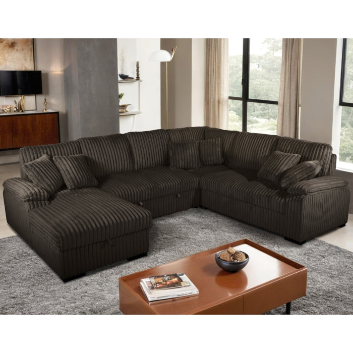 Brand New Sectional with Storage Chaise and Pull-out Bed (5 Colors)