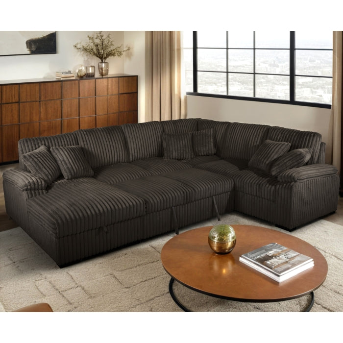 Brand New Sectional with Storage Chaise and Pull-out Bed (5 Colors)