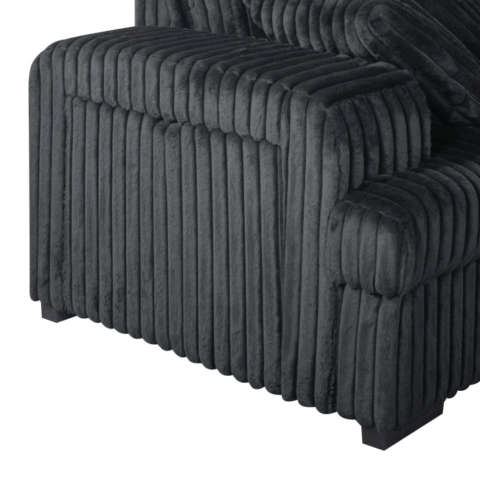 Brand New Black Jumbo Corduroy Sectional w/Pull out Bed & Storage Armrest w/ USB + Pillows