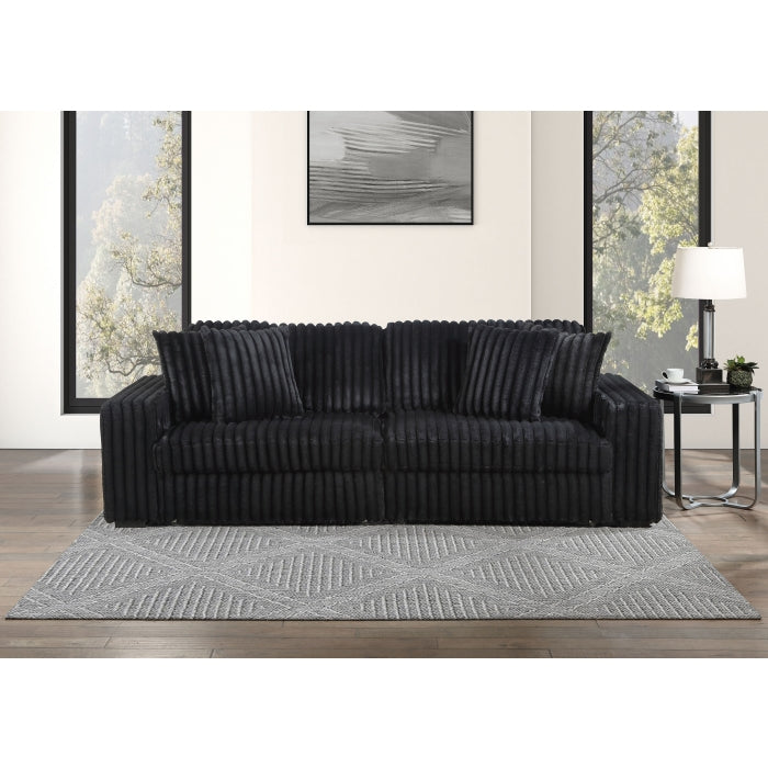 Brand New BLACK Corduroy Oversized Loveseat Power Convertible Bed w/ USB