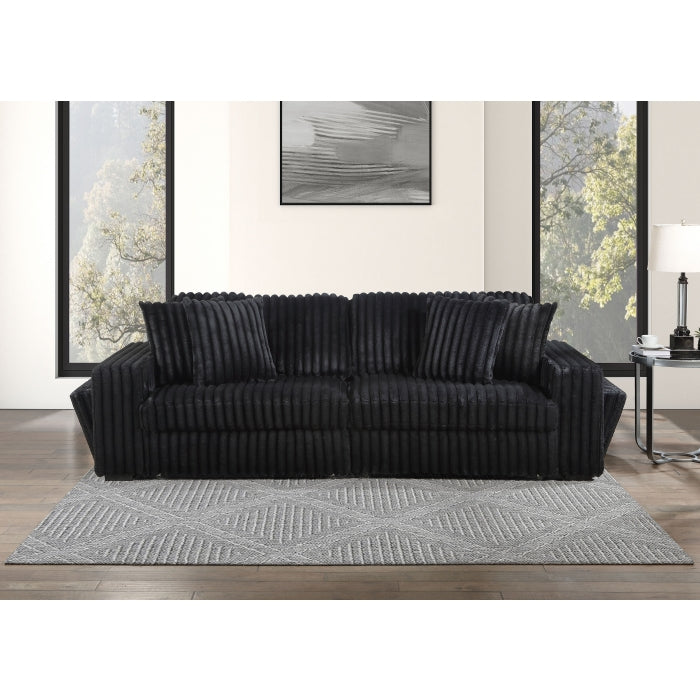 Brand New BLACK Corduroy Oversized Loveseat Power Convertible Bed w/ USB