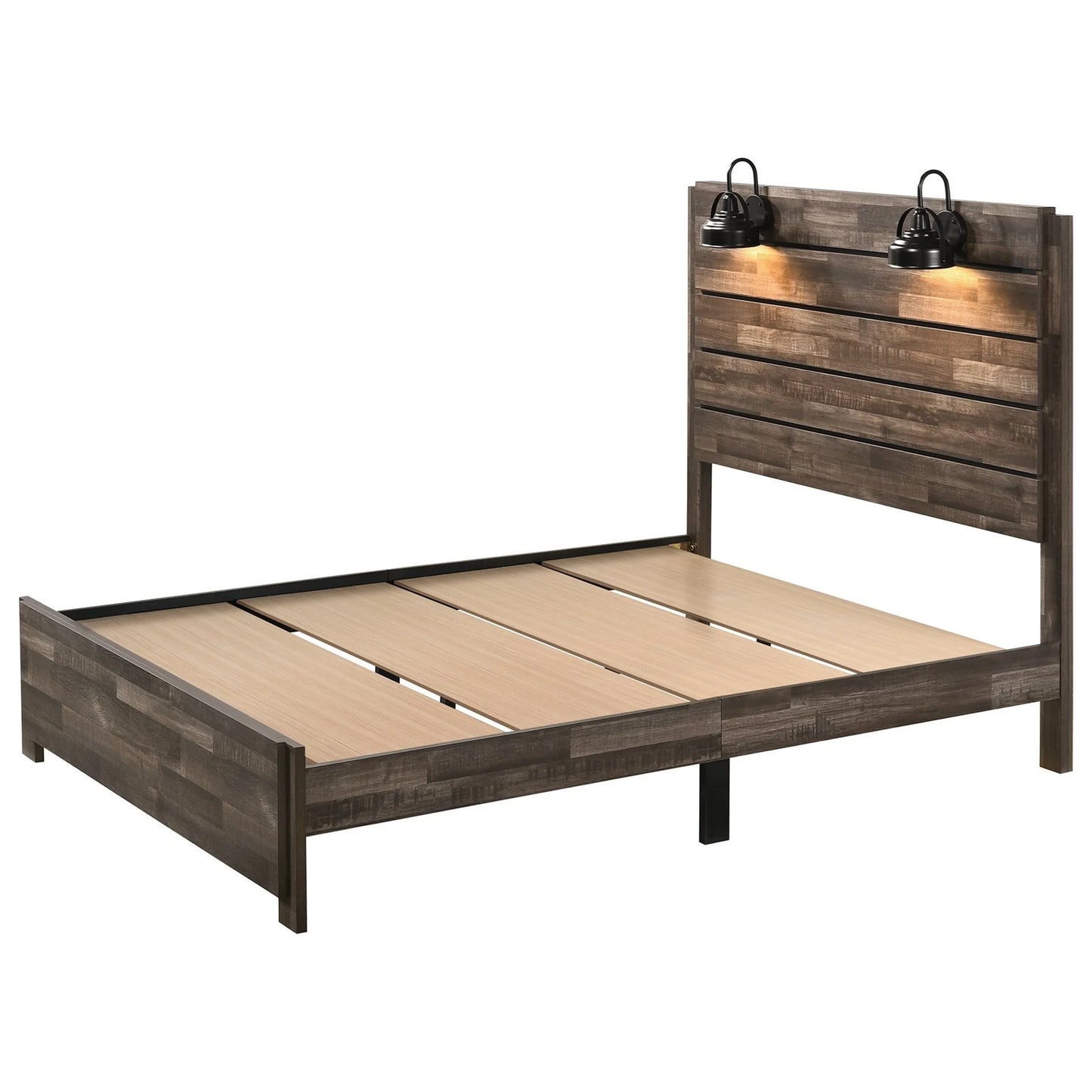 Brand New Brown Platform Bed w/Lighted Headboard (3 Sizes)
