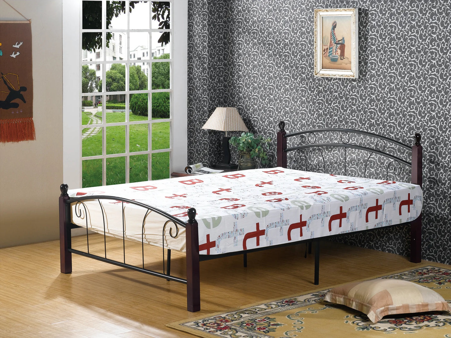 Brand New Metal/Wood Post Platform Bed (Twin,Full,Queen)