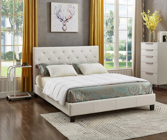 Brand New White Faux Leather Bed (Full or Queen)