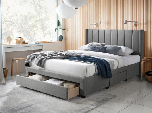 Brand New Full or Queen Size Grey Platform Bed w/3 Drawers