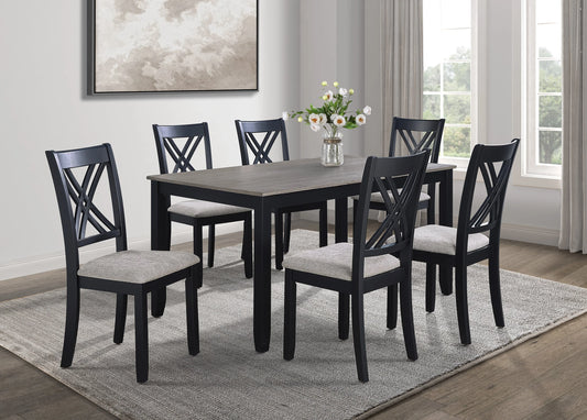Brand New 7pc Black/Light Grey Dining Set