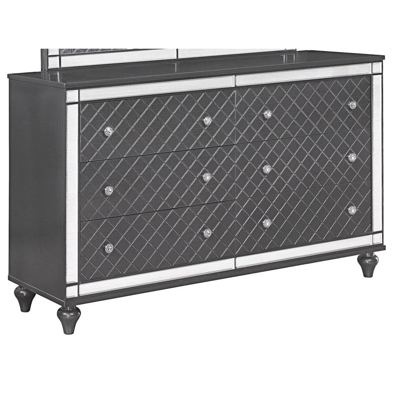 Brand New 6 Drawer Grey Dresser (Optional LED Mirror)