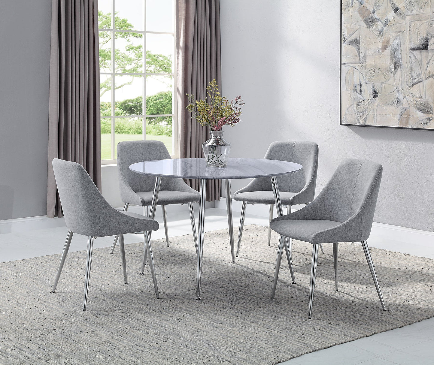 Brand New 5pc Faux Marble Round Dining Set