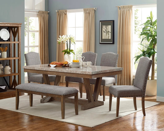 Brand New 6pc Real Marble Dining Set (AS PICTURED)