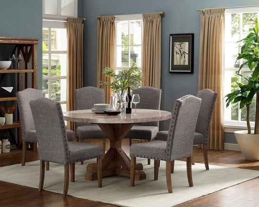 Brand New 7pc Real Marble Round Dining Set