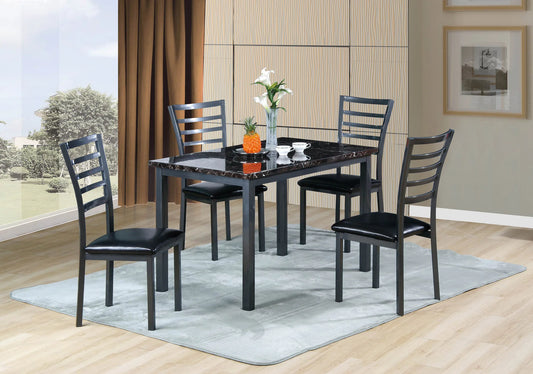Brand New Faux Marble/Metal 5pc Dining Set