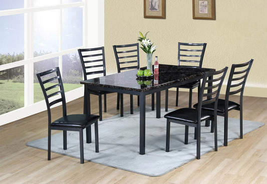 Brand New Faux Marble/Metal 7pc Dining Set.