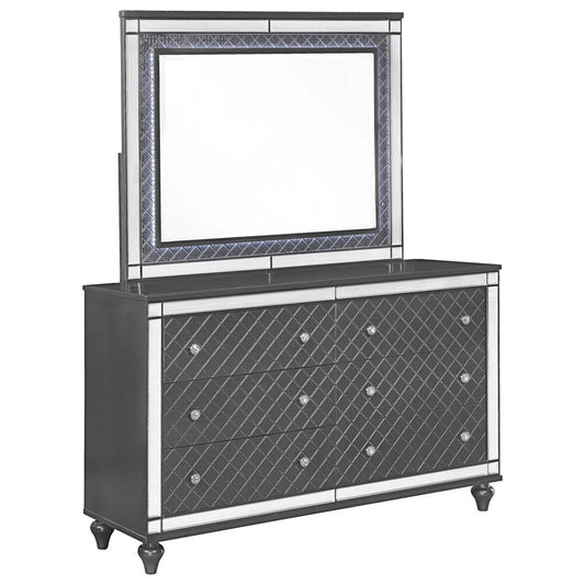 Brand New 6 Drawer Grey Dresser (Optional LED Mirror)