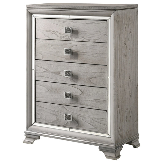 Light Grey 5- Drawer Tall Chest