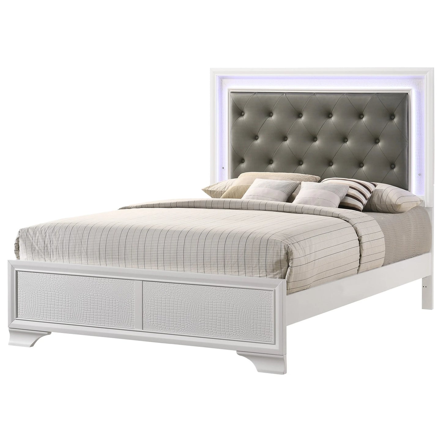 Brand New 4pc White Bedroom Set w/LED Headboard (Queen or King)