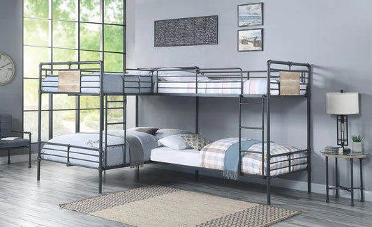 Brand New Quadruple T/F Bunkbed (Twin x2 / Full x2) Sandy Black, Dark Bronze Hand-Brushed Finish