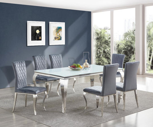Brand New 7pc White Glass Top Dining Set