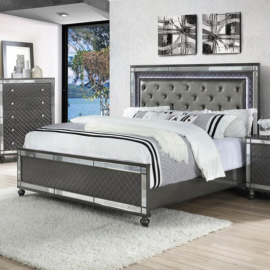 Brand New Grey Bed w/LED (Queen or King)