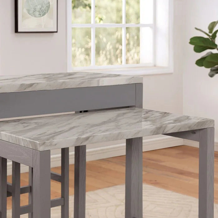Brand New 3pc White/Light Gray/Beige Counter Height Set