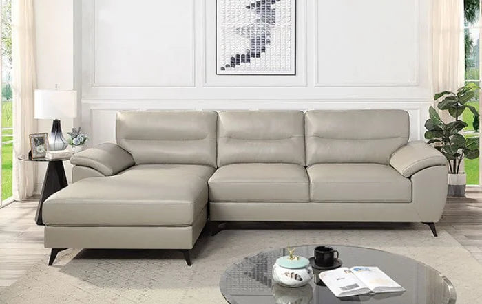 Brand New Taupe Bonded Leather Sectional Sofa