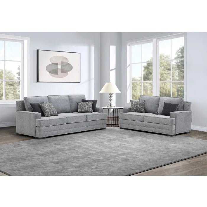 Brand New 2pc Fabric Stationary Sofa Set w/ 6 Pillows (3 Colors)