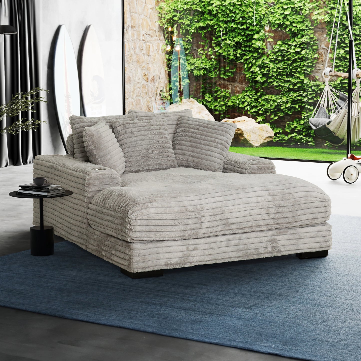 Brand New 67" Cuddler Chaise w/USB & Cupholders (2 Colors)