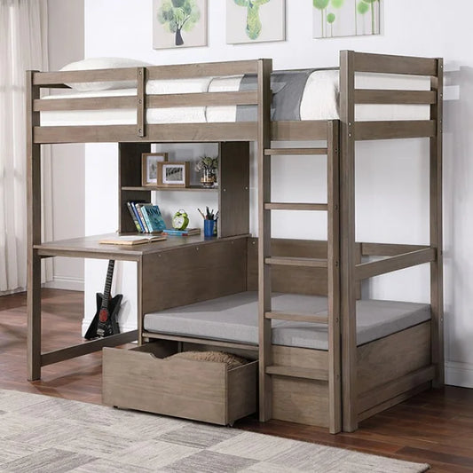 Brand New Warm Gray Twin/Workstation Loft Bed