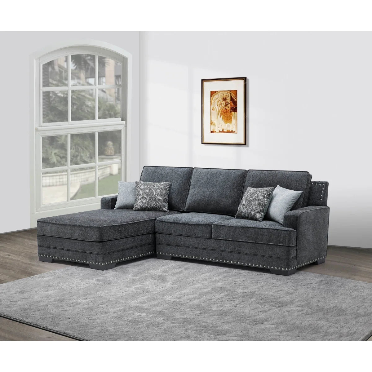 Brand New Grey Sectional (Left or Right Facing Chaise)