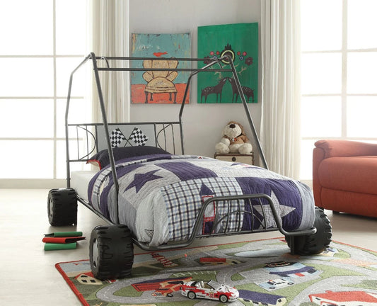 Brand New Twin Size Gun Metal Grey Go Kart Bed