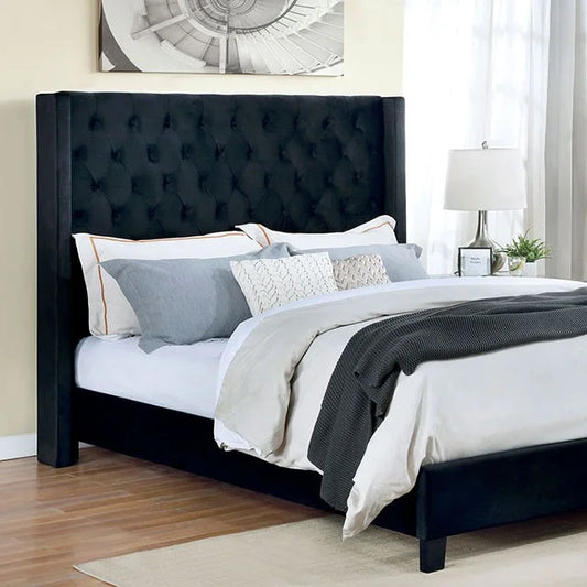 Brand New Queen Size Black Velvet Bed