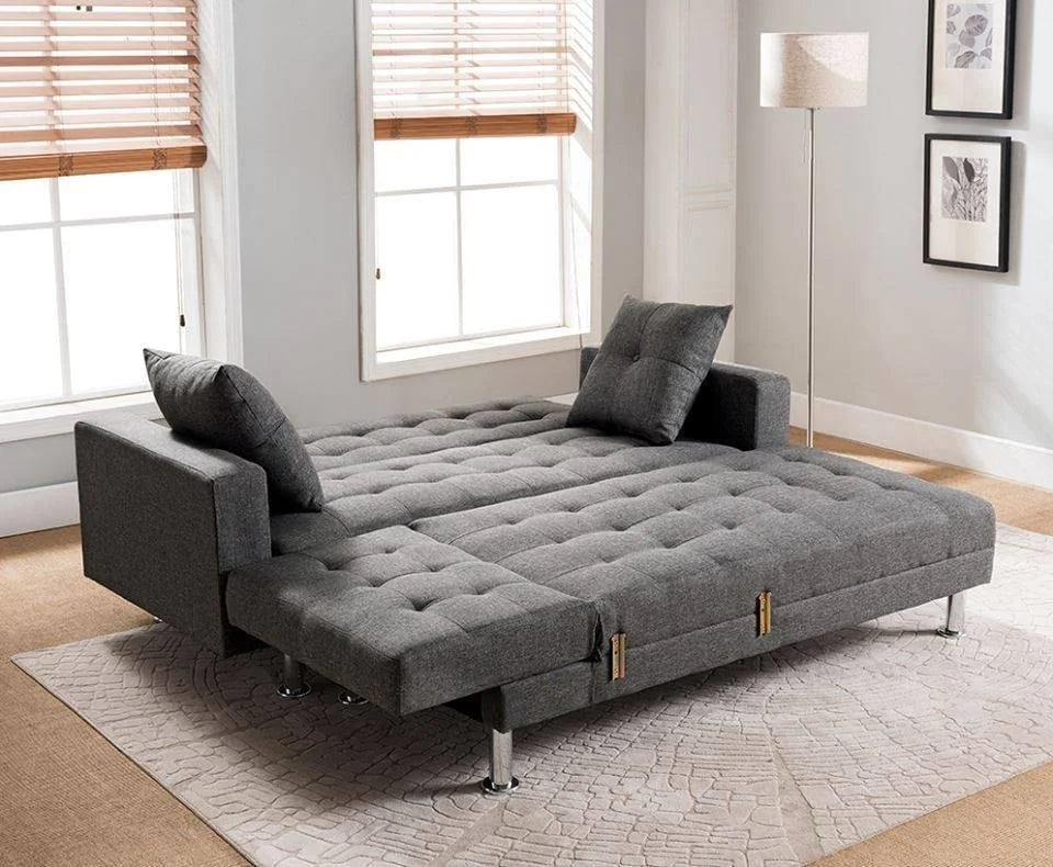 Brand New Gray Linen Fabric Sofa Bed