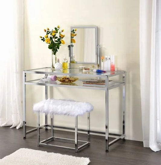 Brand New Silver Vanity w/Stool