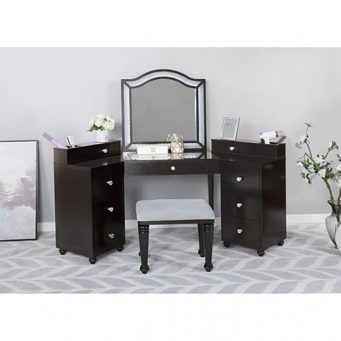 Brand New Vanity with Stool and LED Mirror Obsidian Gray