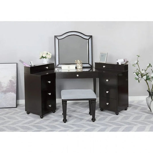 Brand New Vanity with Stool and LED Mirror Obsidian Gray