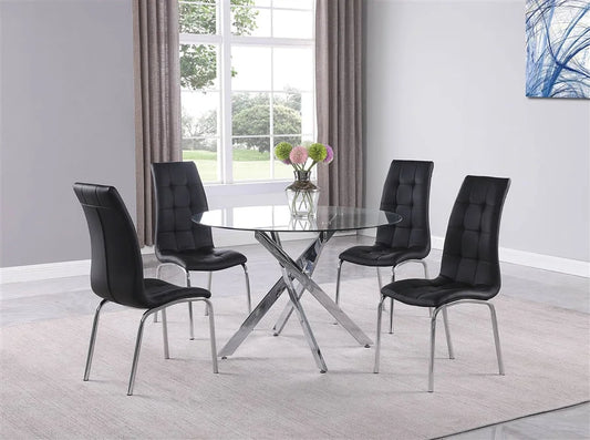 Brand New 5pc Black/Chrome Dining Set