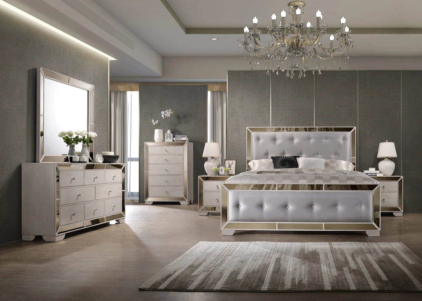 Brand New 4pc Bedroom Set in Black or White (Queen or King)