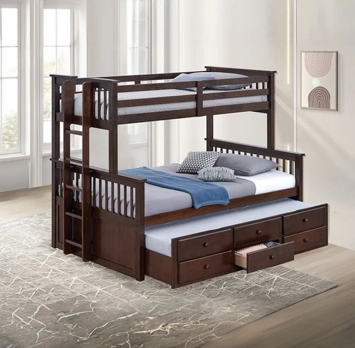 Brand New Twin/Full Wood Bunkbed w/Trundle & 3 Drawers (3 Colors)