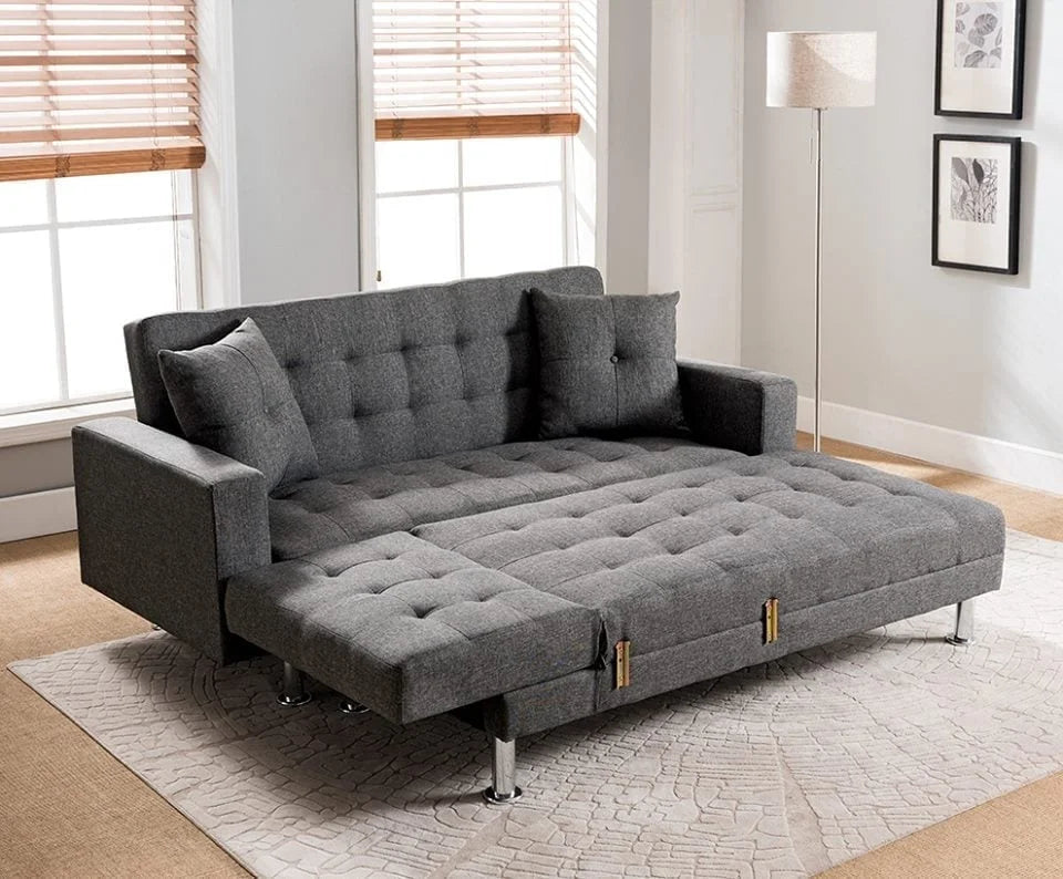 Brand New Gray Linen Fabric Sofa Bed