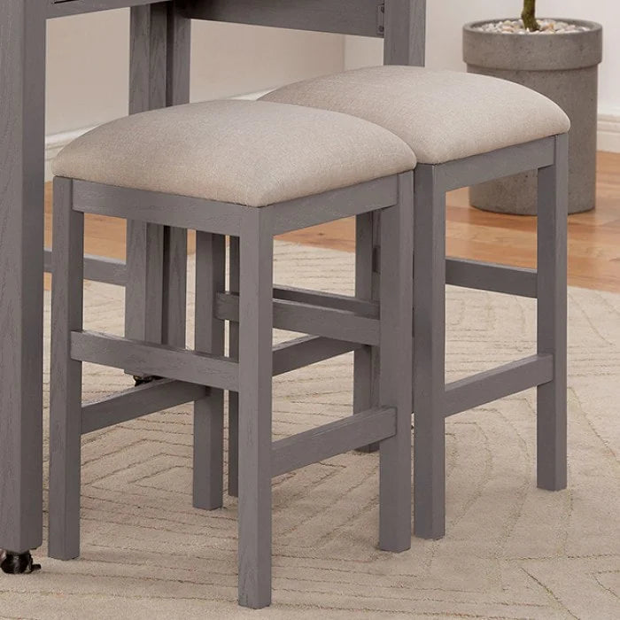 Brand New 3pc White/Light Gray/Beige Counter Height Set
