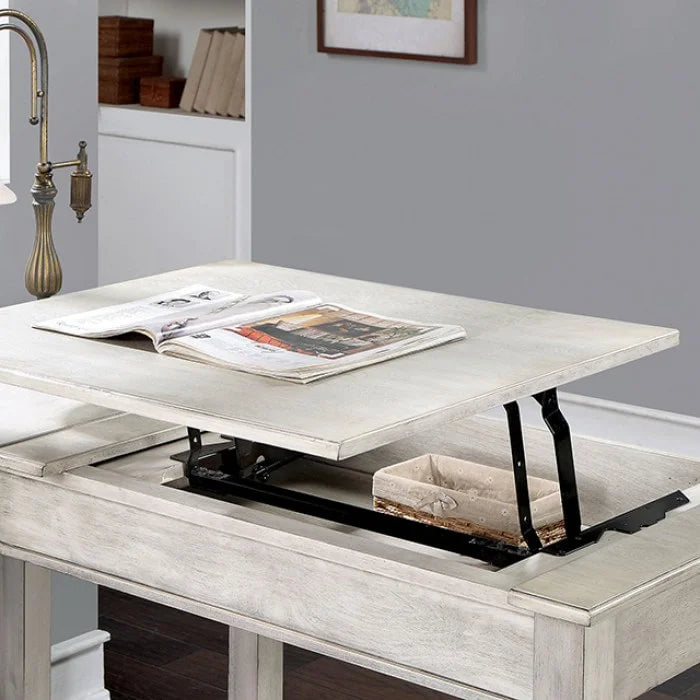Brand New Antique White L-Shaped Corner Desk w/Lift Top