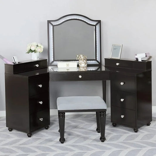Brand New Vanity with Stool and LED Mirror Obsidian Gray