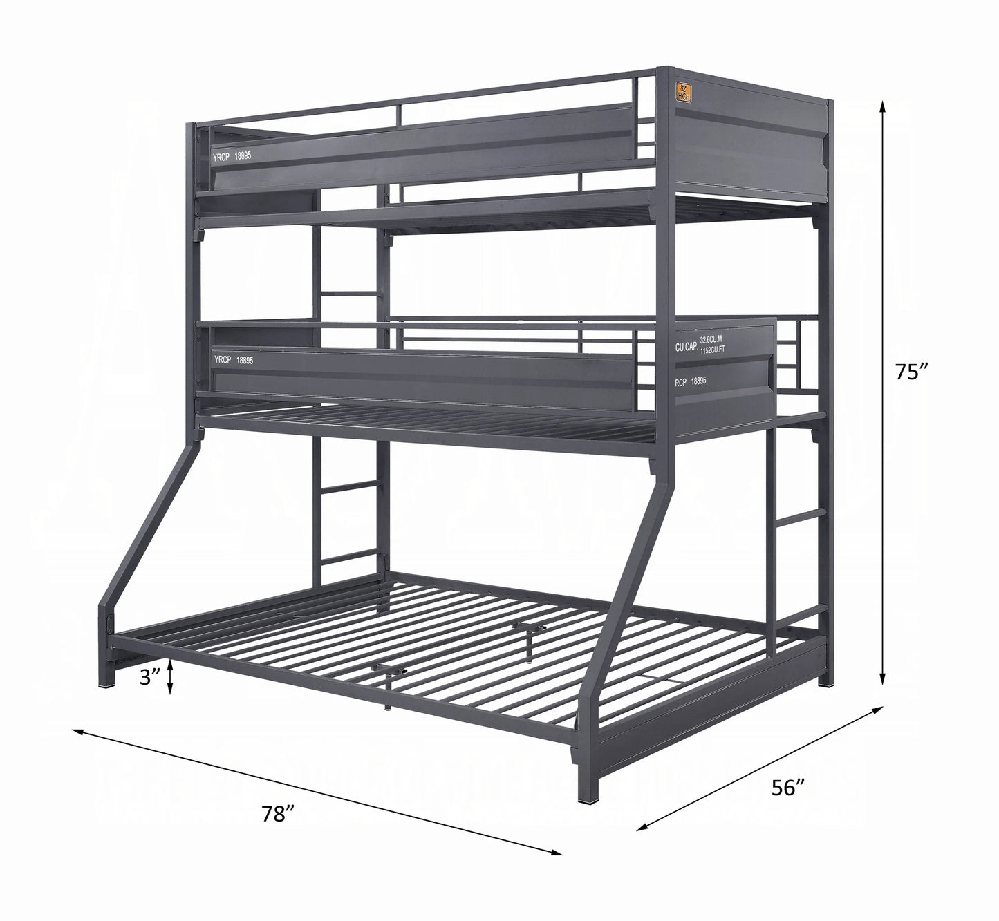Brand New Cargo Twin/Twin/Full Bunk Bed