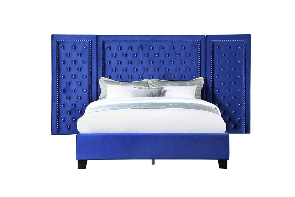 Brand New Blue Velvet Bed (Queen or King)