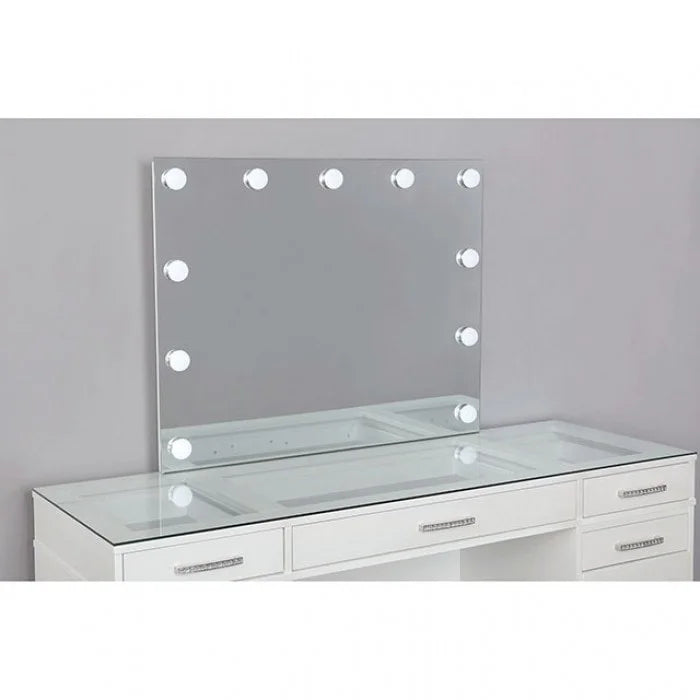 Brand New White Vanity with Lighted Mirror and Stool