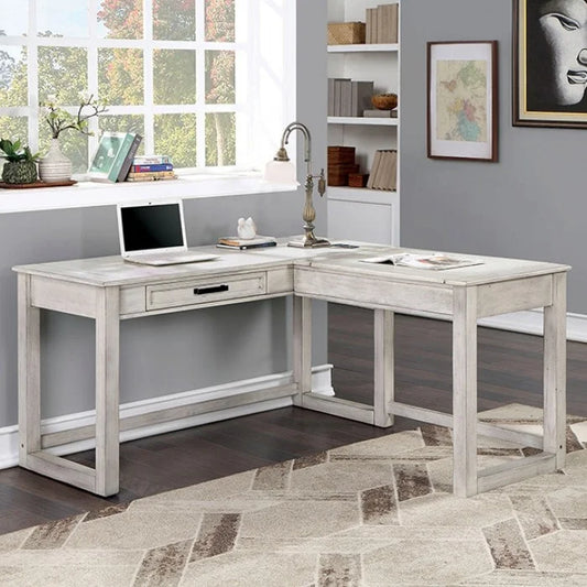 Brand New Antique White L-Shaped Corner Desk w/Lift Top