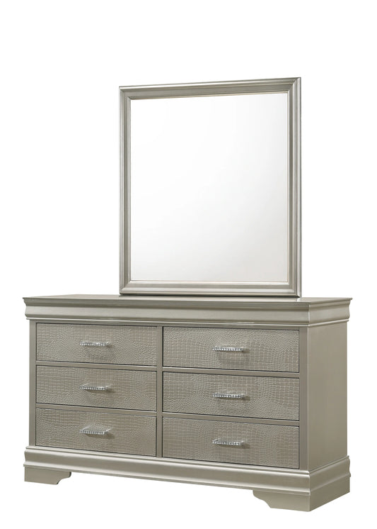 Brand New 6 Drawer Silver Dresser (Optional Mirror)