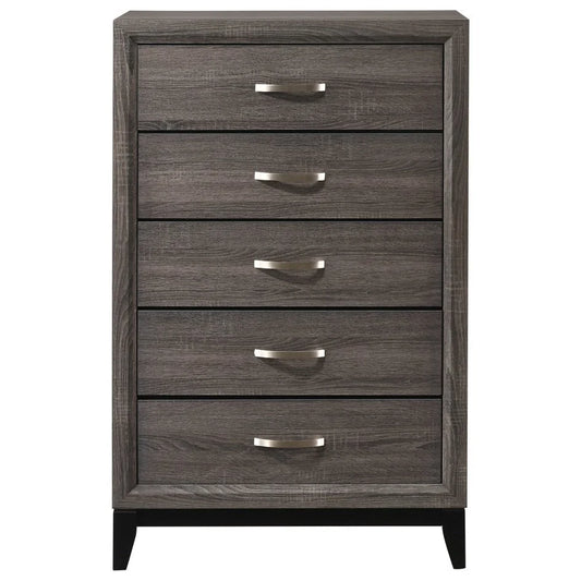 Brand New Grey 5 Drawer Tall Chest