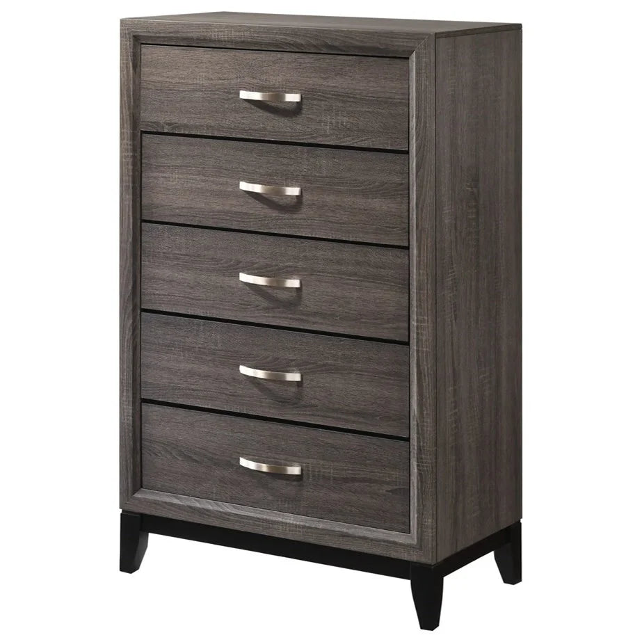 Brand New Grey 5 Drawer Tall Chest